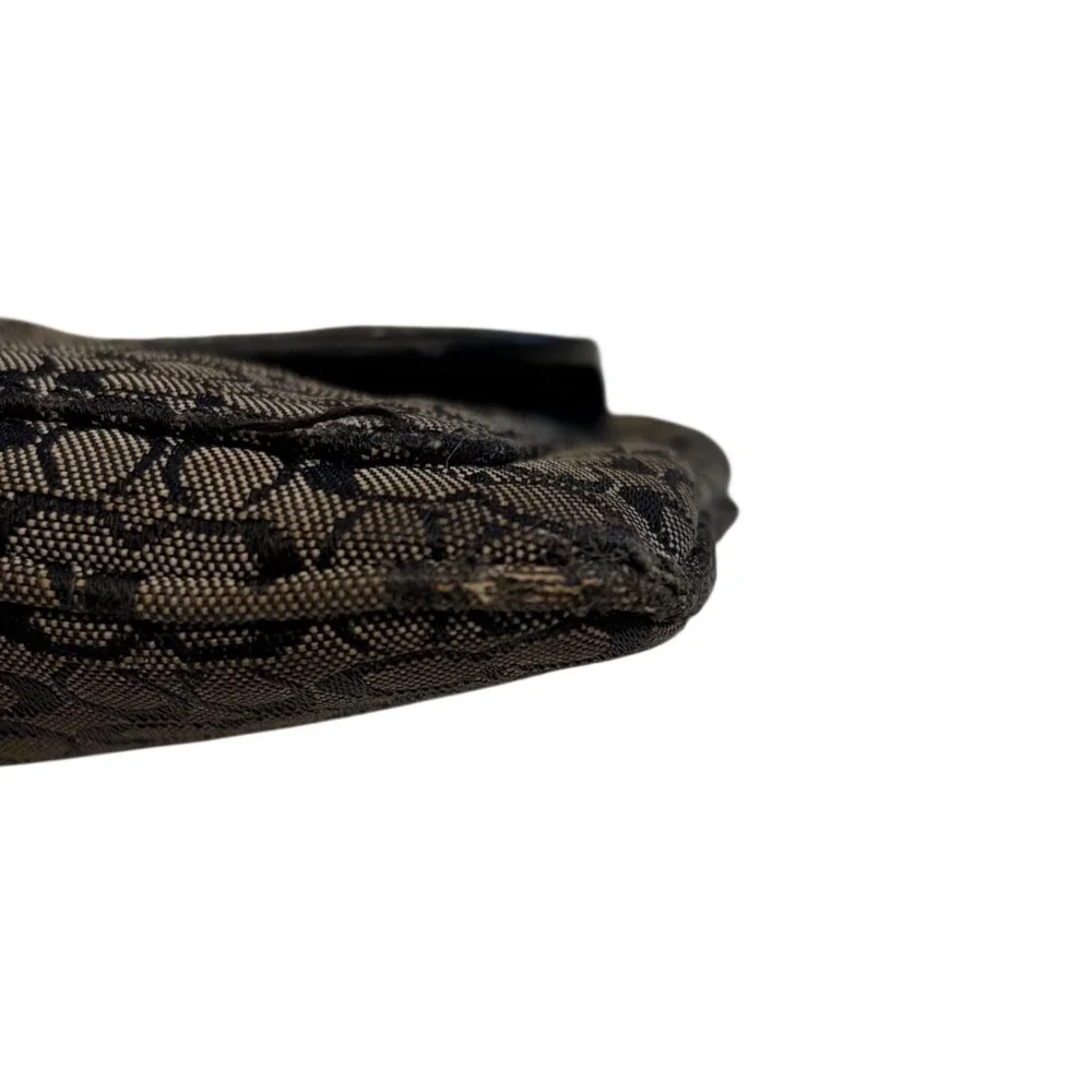Coach Y2K‎ Signature Jacquard Wristlet Black Gray Buckle Monogram micro C